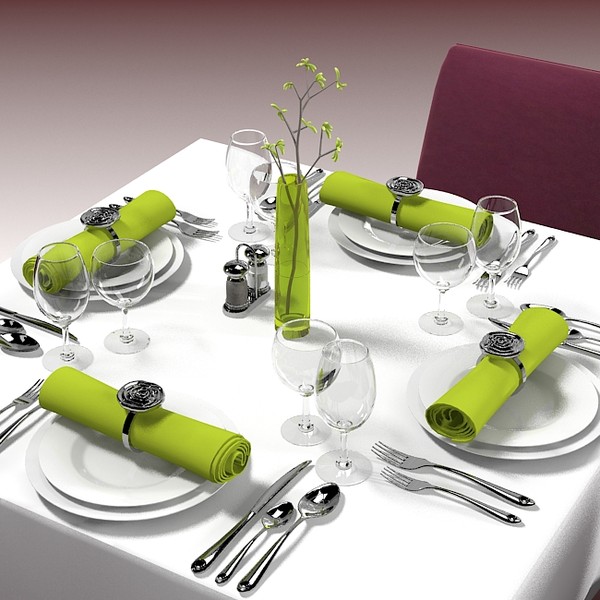 square restaurant table 3d model - Square Restaurant Table Banquet by shop3ds